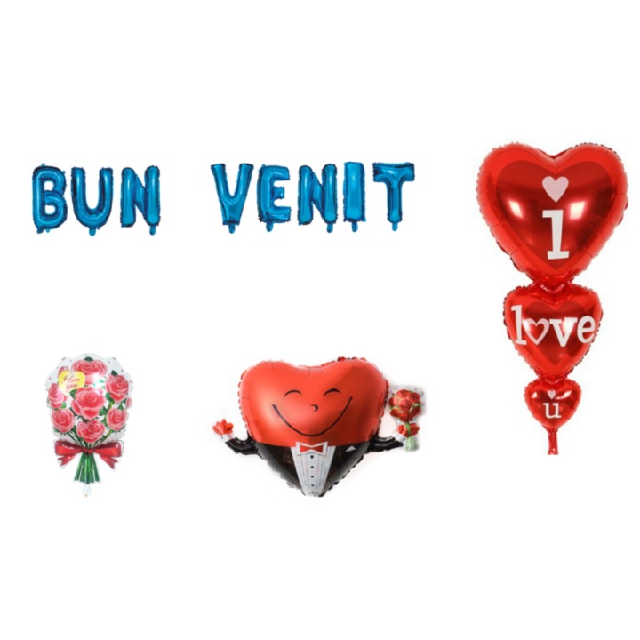 Üdvözlő lufi készlet, tortafeltét, 12 db, kék