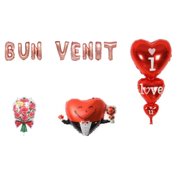 Üdvözlő lufi szett, tortafeltét, 12 db, Rosegold