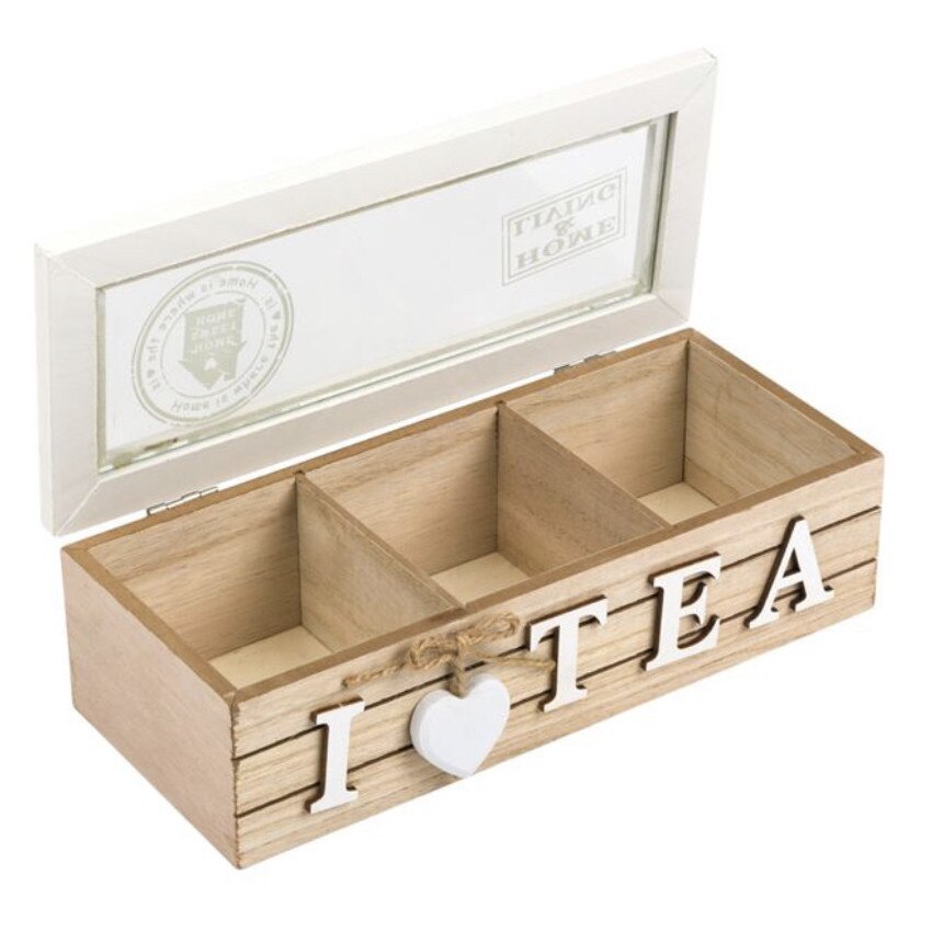 Cutie de ceai din lemn cu 3 locuri, 24x10x7cm