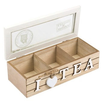 Cutie de ceai din lemn cu 3 locuri, 24x10x7cm Cutie de ceai din lemn cu 3 locuri, 24x10x7cm