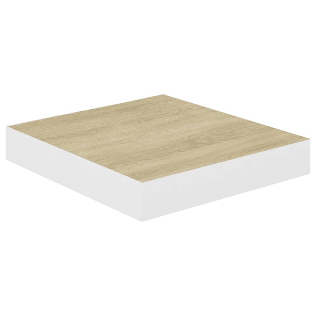 Raft de perete suspendat, stejar/alb, 23x23,5x3,8 cm, MDF 326567