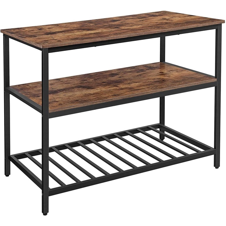 Insula de bucatarie cu 3 rafturi, Songmics, MDF, 120 x 60 x 90 cm, Maro