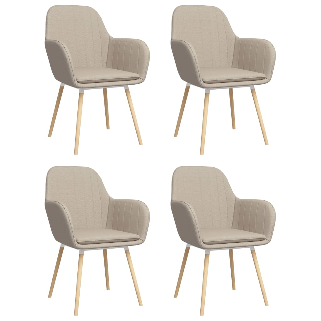 Set scaune de bucatarie cu brate, 4 buc, crem, material textil 3055756