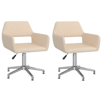 Set scaune de masa pivotante, 2 buc, crem, material textil 330345 Set scaune de masa pivotante, 2 buc, crem, material textil 330345