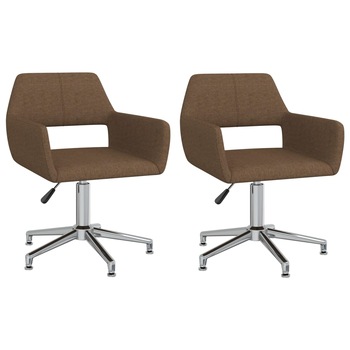 Set scaune de masa pivotante, 2 buc, maro, material textil 330346 Set scaune de masa pivotante, 2 buc, maro, material textil 330346