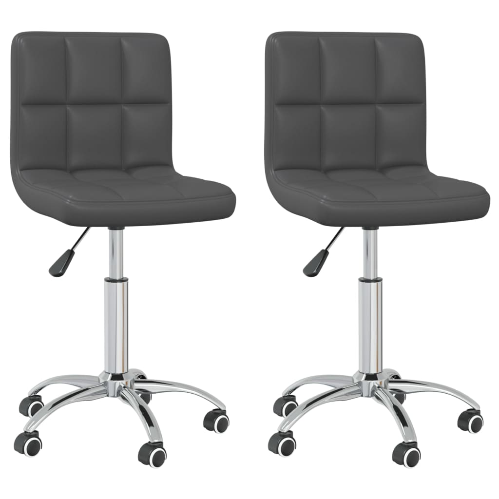 Set scaune de bucatarie pivotante, 2 buc, gri, piele artificiala 334348