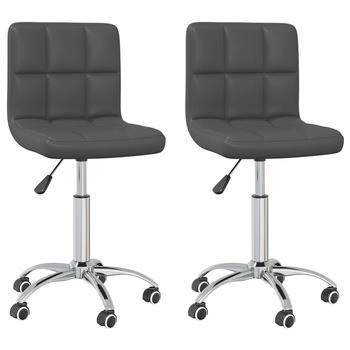 Set scaune de bucatarie pivotante, 2 buc, gri, piele artificiala 334348 Set scaune de bucatarie pivotante, 2 buc, gri, piele artificiala 334348