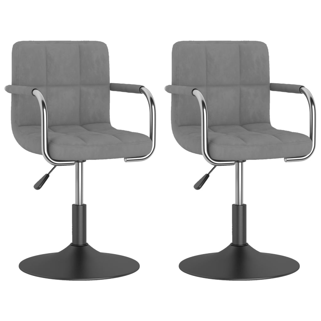Set scaune de bucatarie pivotante, 2 buc, gri deschis, catifea 334617