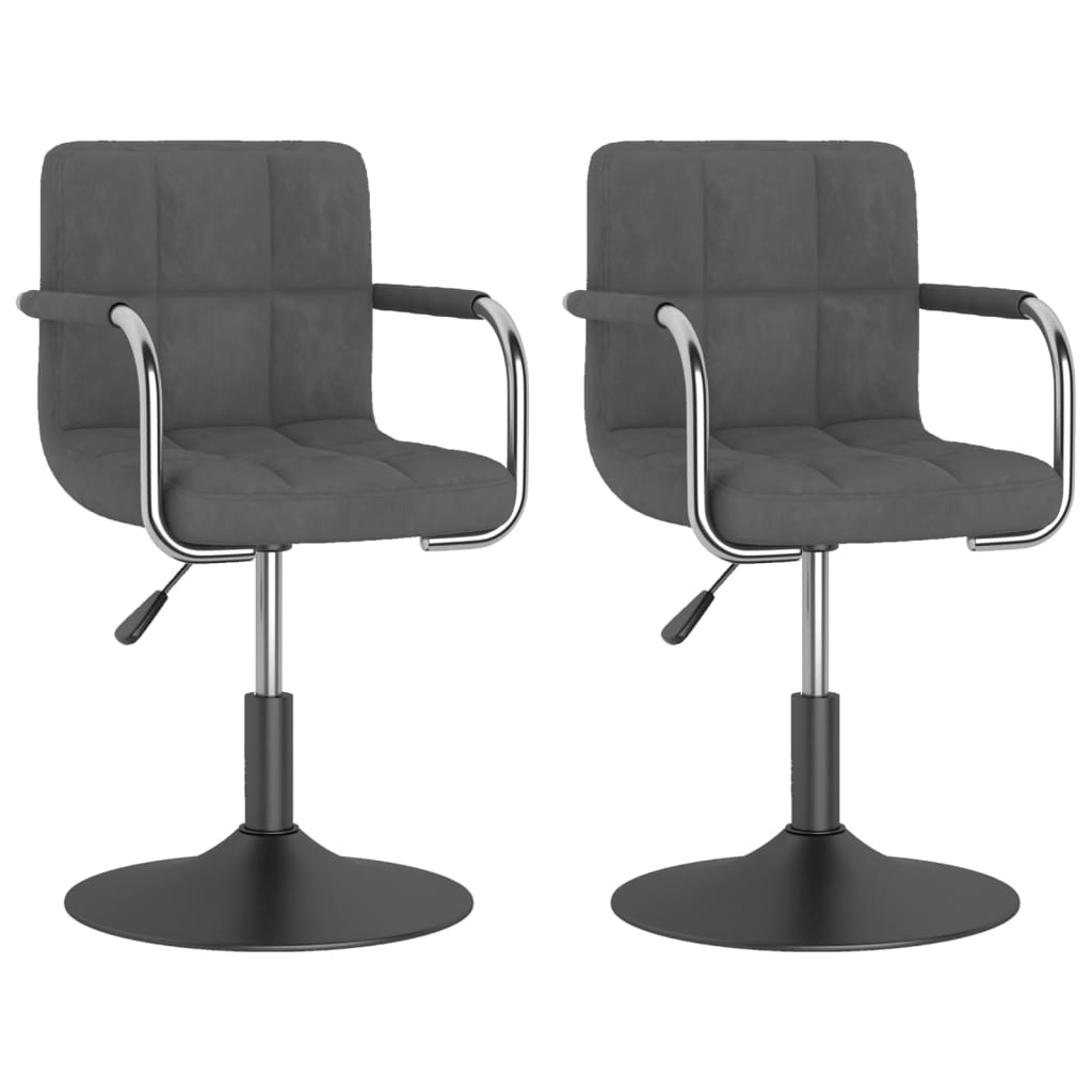 Set scaune rotative de bucatarie, 2 buc, gri inchis, catifea 334618
