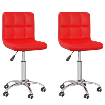 Set scaune de masa pivotante, 2 buc, rosu, piele ecologica 334345 Set scaune de masa pivotante, 2 buc, rosu, piele ecologica 334345