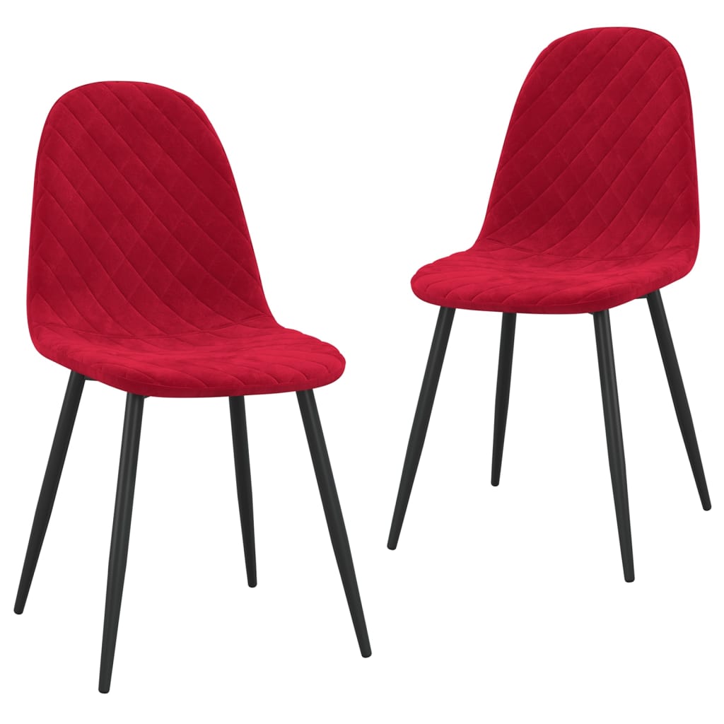 Set scaune de bucatarie, 2 buc, rosu vin, catifea 325651 45 x 53.5 x 87 cm