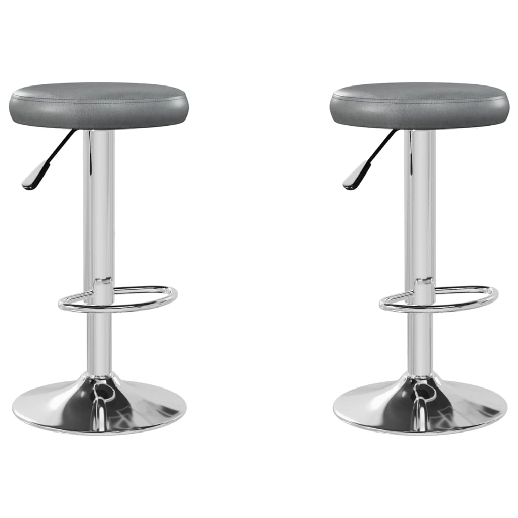 Set scaune de bar, 2 buc, gri, piele ecologica 333102 31 x (58-78) cm
