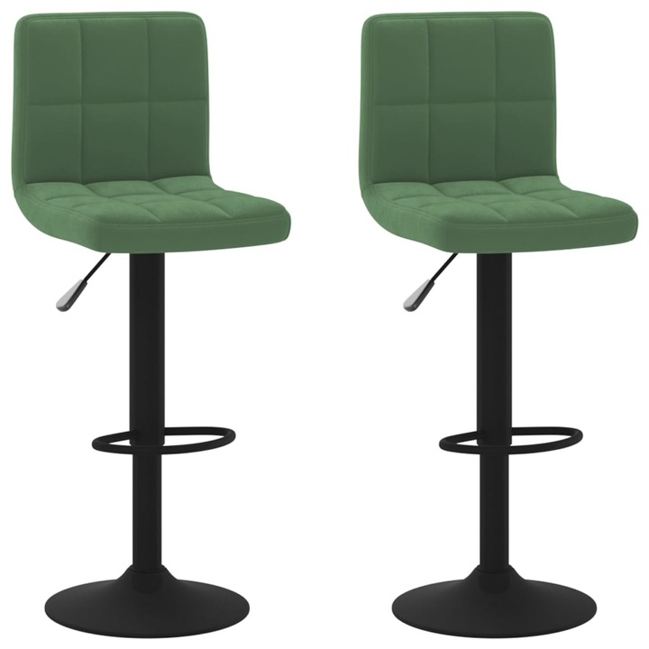Set scaune de bar vidaXL, 2 buc., verde inchis, catifea, 40 x 47 x (90- 111) cm, 11.9 kg