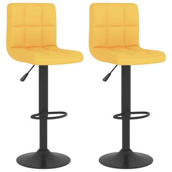 Set scaune de bar, 2 buc, galben mustar, material textil 334289 40 x 47 x (90- 111) cm Set scaune de bar, 2 buc, galben mustar, material textil 334289 40 x 47 x (90- 111) cm