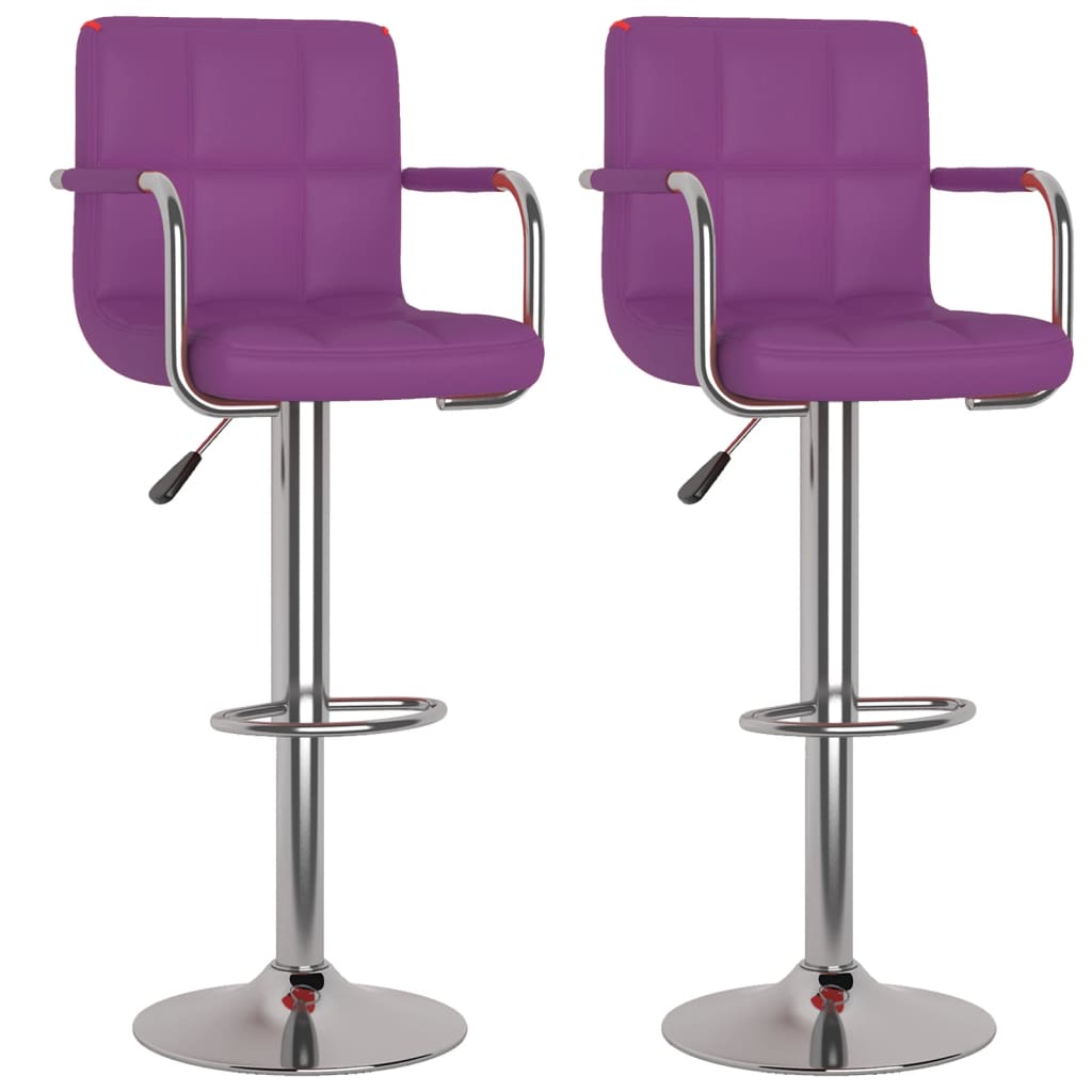 Set scaune de bar, 2 buc, violet, piele ecologica 334601 48 x 47 x (90-111) cm