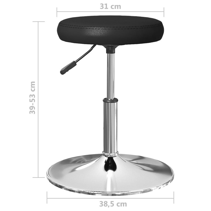 Set scaune de bucatarie vidaXL, 2 buc., negru, piele ecologica, 31 x (39-53) cm, 6.1 kg