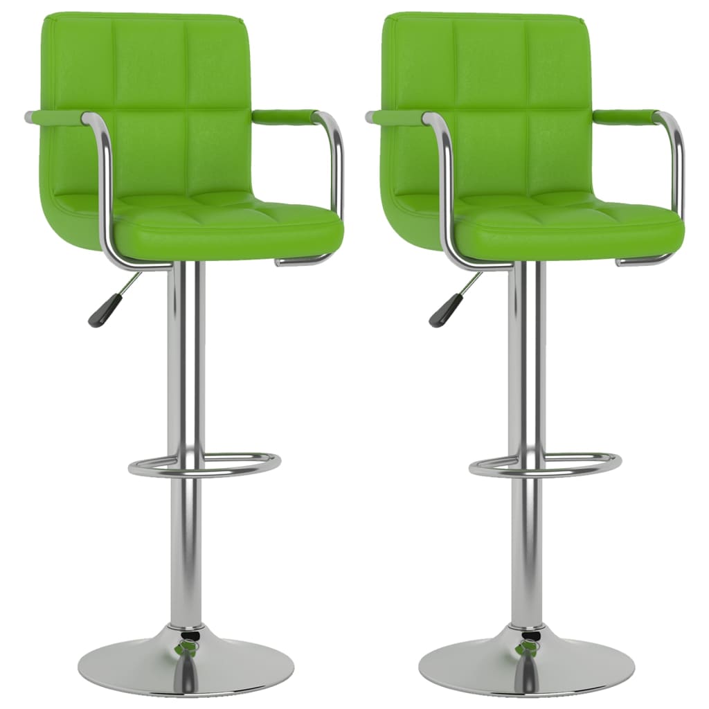 Set scaune de bar, 2 buc, verde, piele ecologica 334602 48 x 47 x (90-111) cm