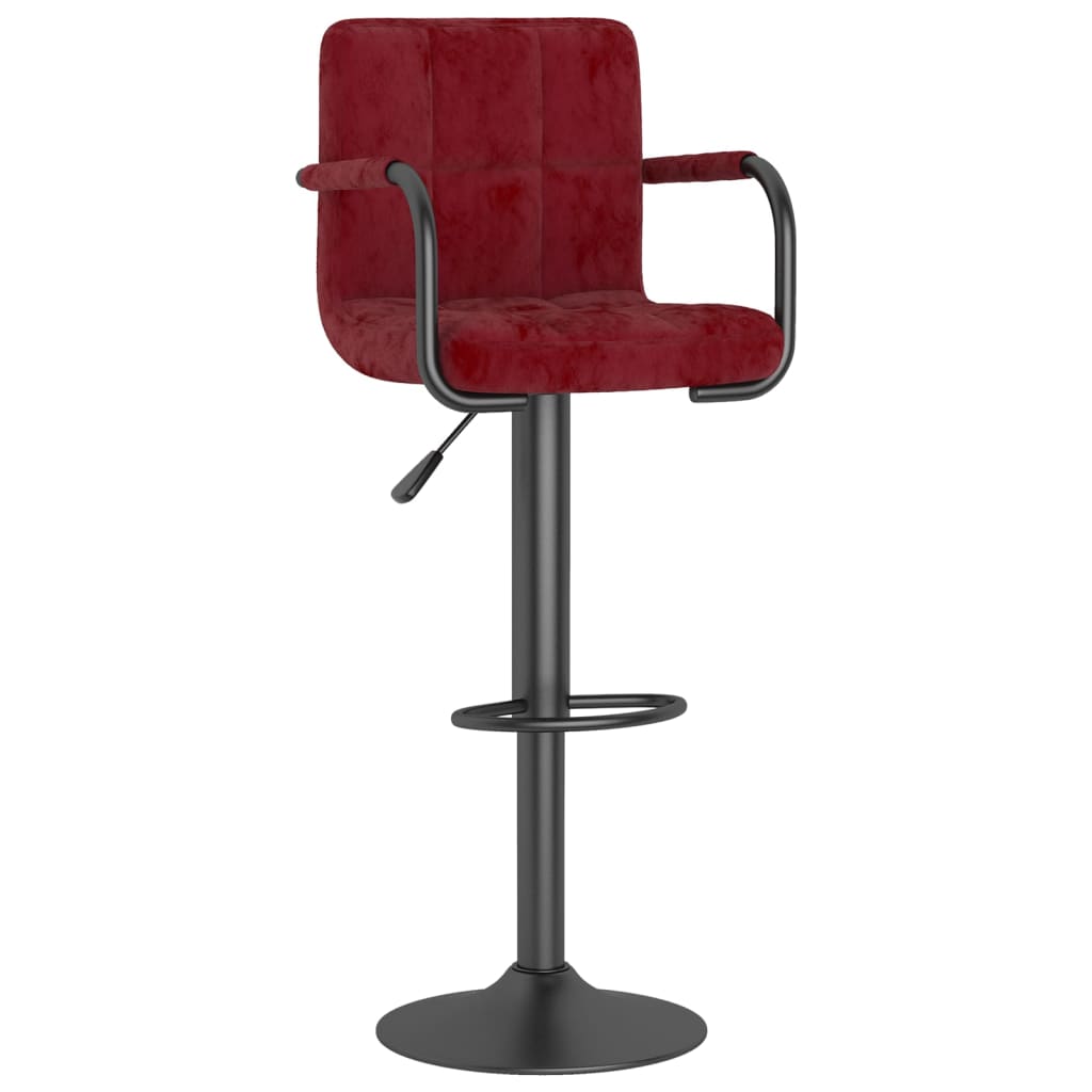 Scaun de bar, rosu vin, catifea 334654 48 x 47 x (90-111) cm