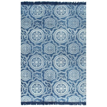 Covor Kilim, albastru, 160x230 cm, bumbac, cu model 246560 Covor Kilim, albastru, 160x230 cm, bumbac, cu model 246560