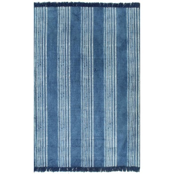 Covor Kilim, albastru, 160x230 cm, bumbac, cu model 246564 Covor Kilim, albastru, 160x230 cm, bumbac, cu model 246564