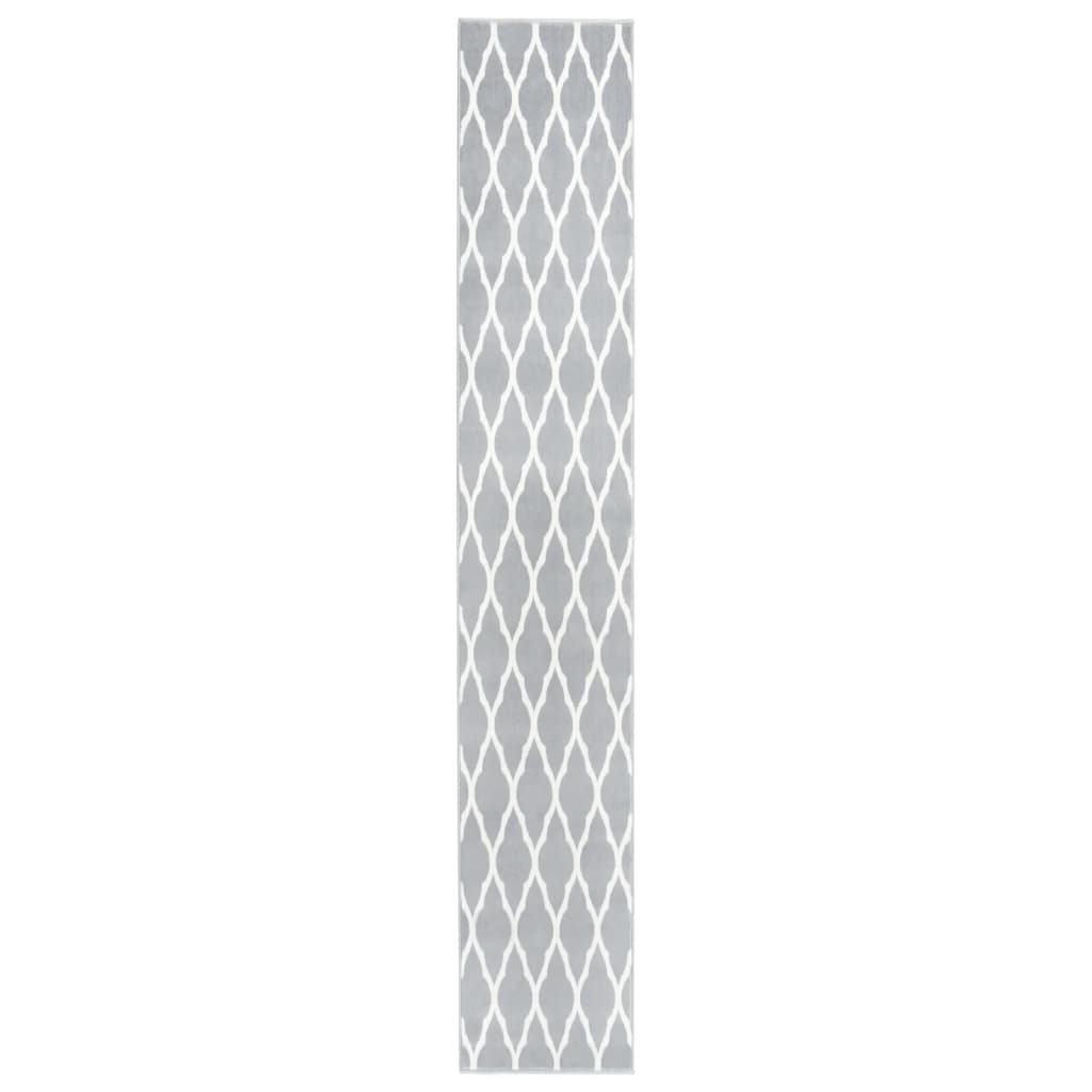 Covor traversa BCF, alb si gri, 60x400 cm 331901