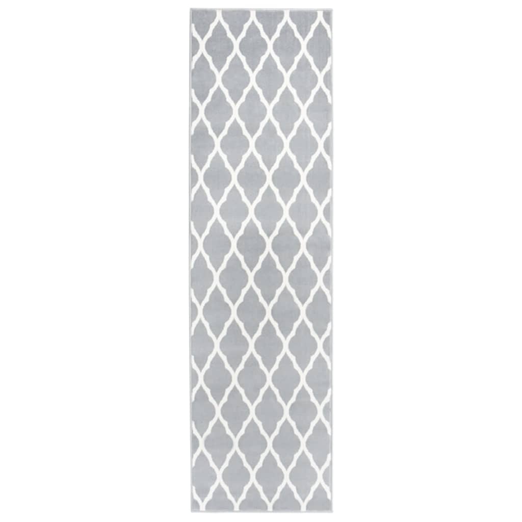 Covor traversa BCF, alb si gri, 80x300 cm 331907
