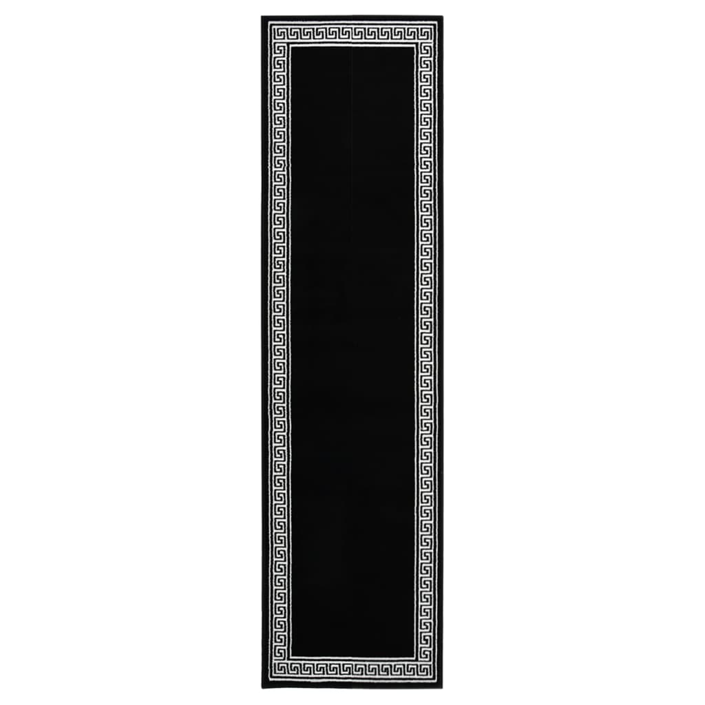 Covor traversa, Negru/Alb cu motiv, 60x250 cm, BCF 332018