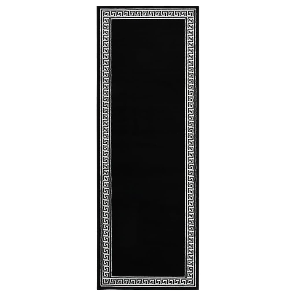 Covor traversa, Negru/Alb cu motiv, 80x150 cm, BCF 332024