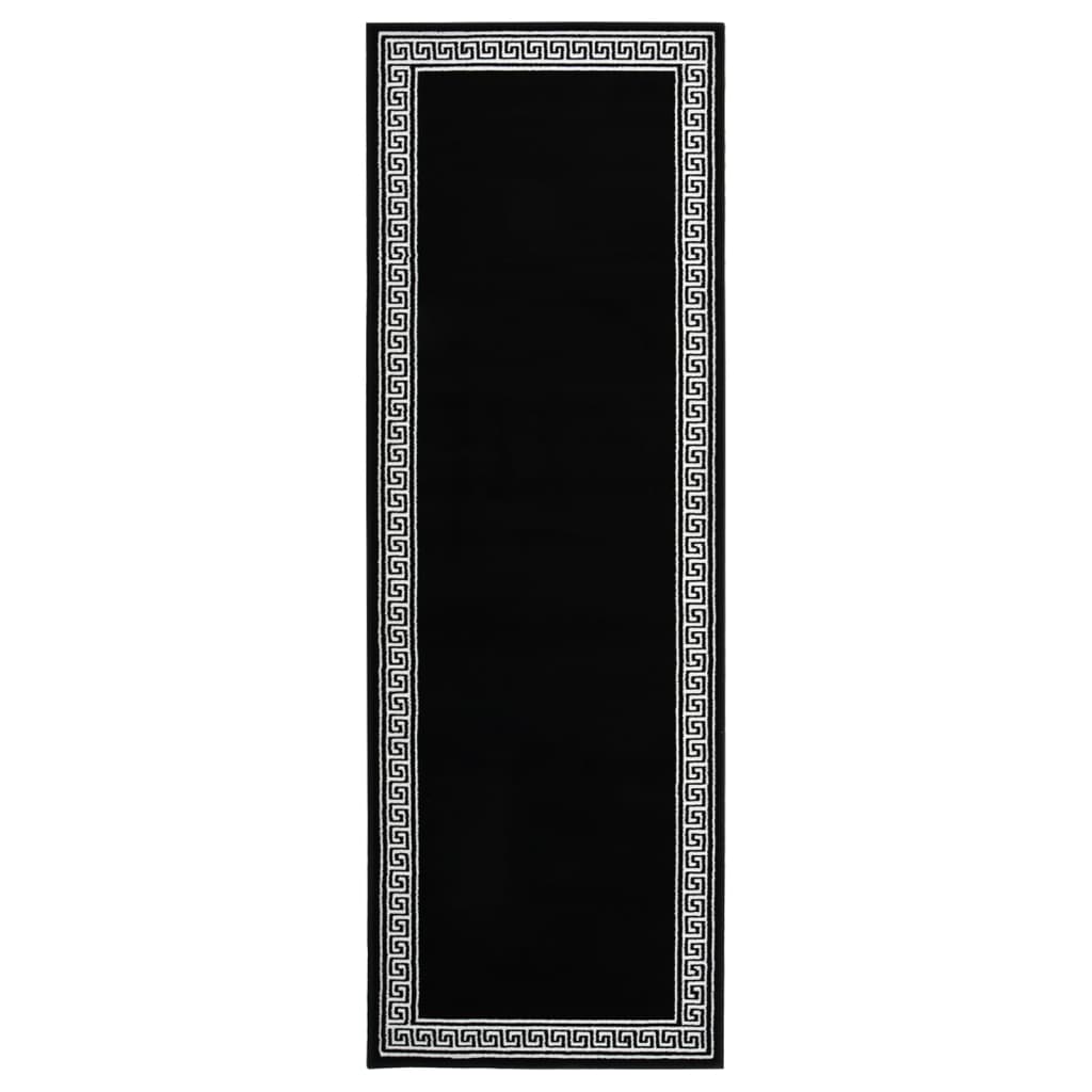 Covor traversa, Negru/Alb cu motiv, 80x200 cm, BCF 332025