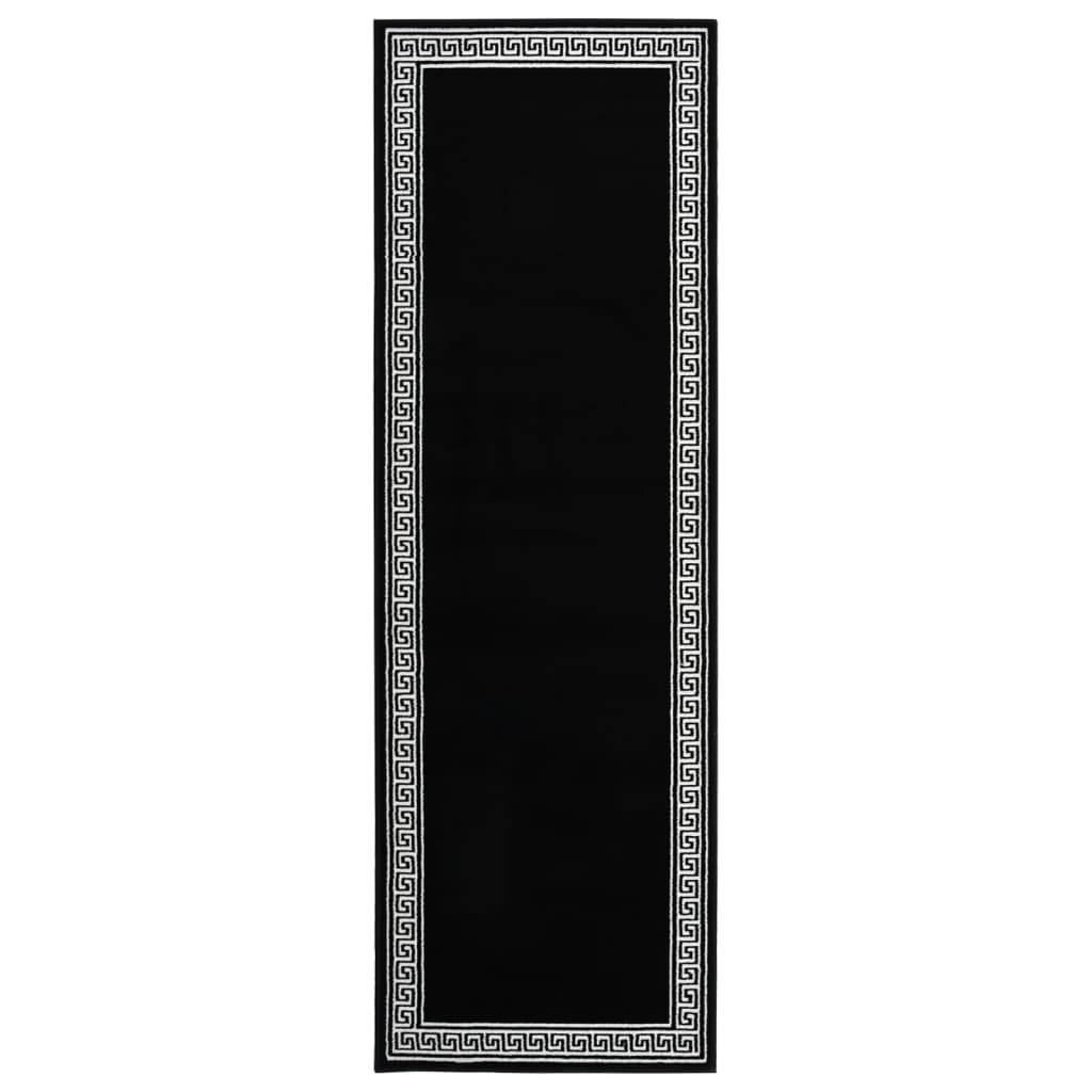 Covor traversa, Negru/Alb cu motiv, 80x250 cm, BCF 332026