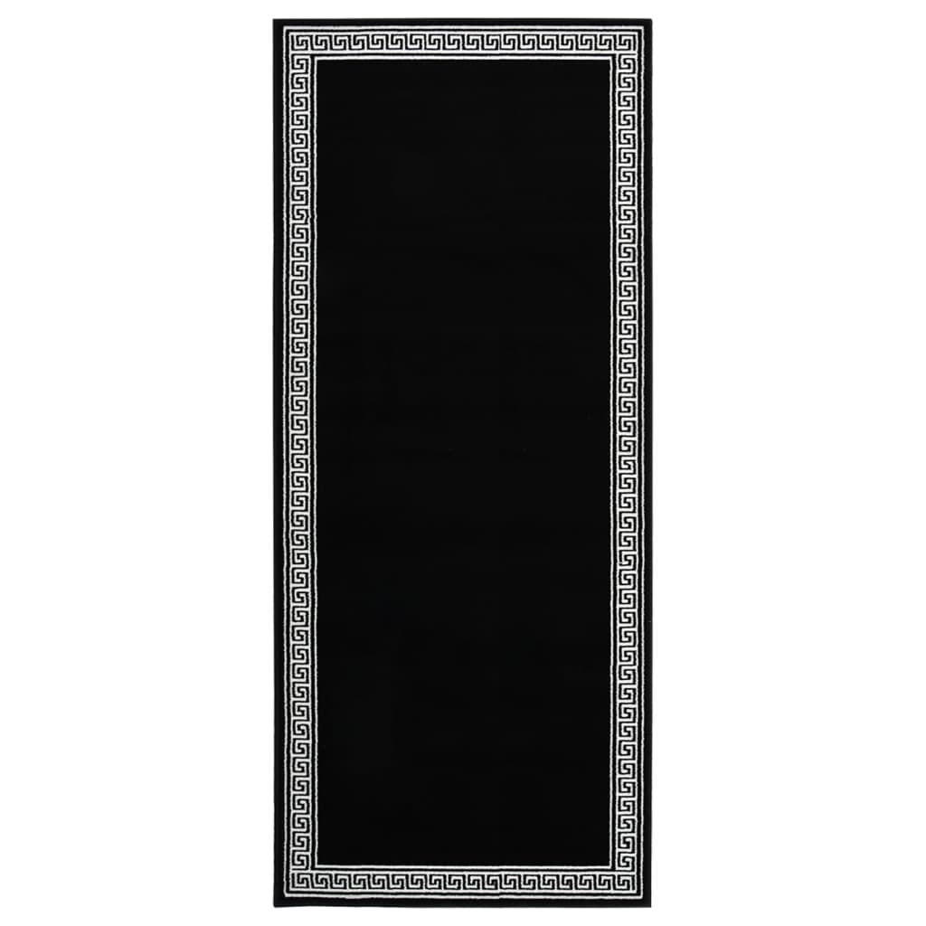 Covor traversa, negru/Alb cu motiv, 100x200 cm, BCF 332033