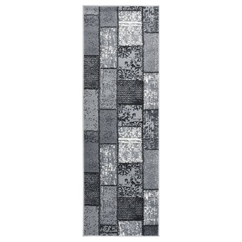 Covor traversa, gri cu dreptunghiuri, 80x250 cm, BCF 332050 Covor traversa, gri cu dreptunghiuri, 80x250 cm, BCF 332050