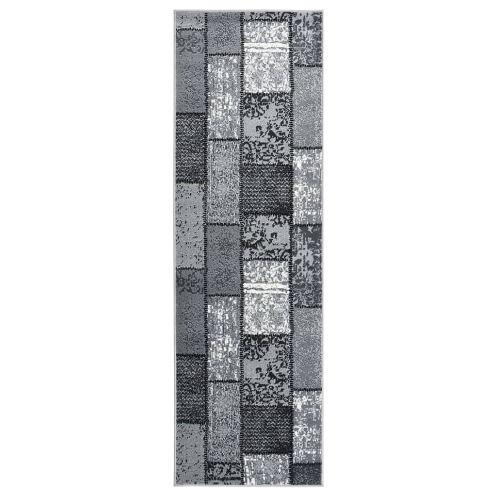 Covor traversa, gri cu dreptunghiuri, 80x300 cm, BCF 332051