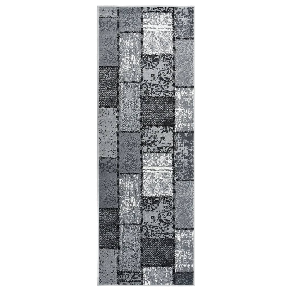 Covor traversa, gri cu dreptunghiuri, 100x300 cm, BCF 332059