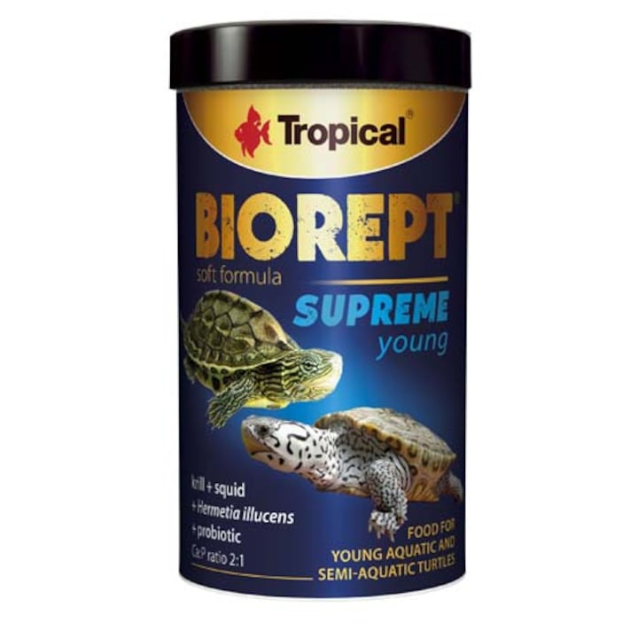 Hrana broasca testoasa, Tropical Biorept Supreme Young, Adaos de probiotic, 100ml / 36g