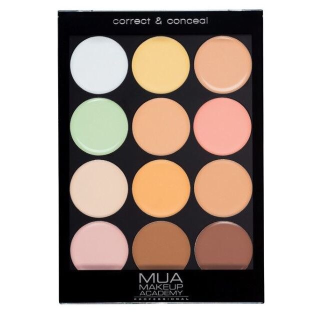 Paleta Profesionala cu 12 Corectoare, MUA Makeup Academy Correct & Conceal Cream Palette, 12 g