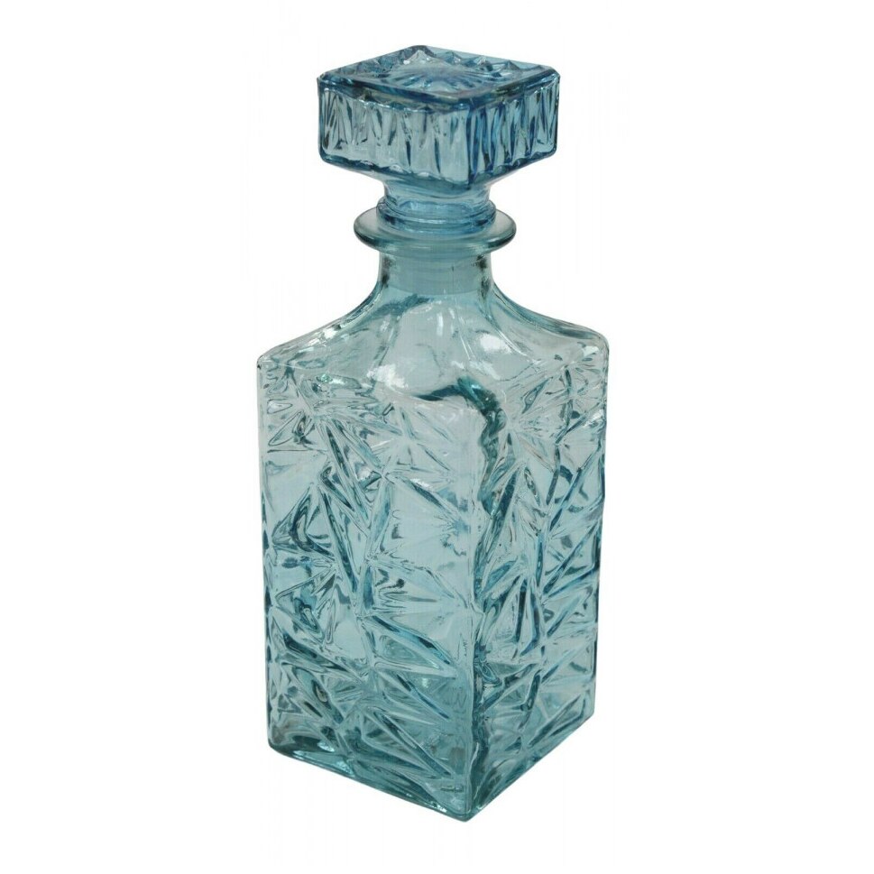 Decantor din sticla, Vivalto, 1 litru, 24.5 x 9.5 x 18 cm, turcoaz
