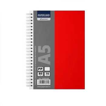Caiet scolar A5, PAPERLAND, 80 file, dictando, cu spira metalica, coperti plastic color Caiet scolar A5, PAPERLAND, 80 file, dictando, cu spira metalica, coperti plastic color