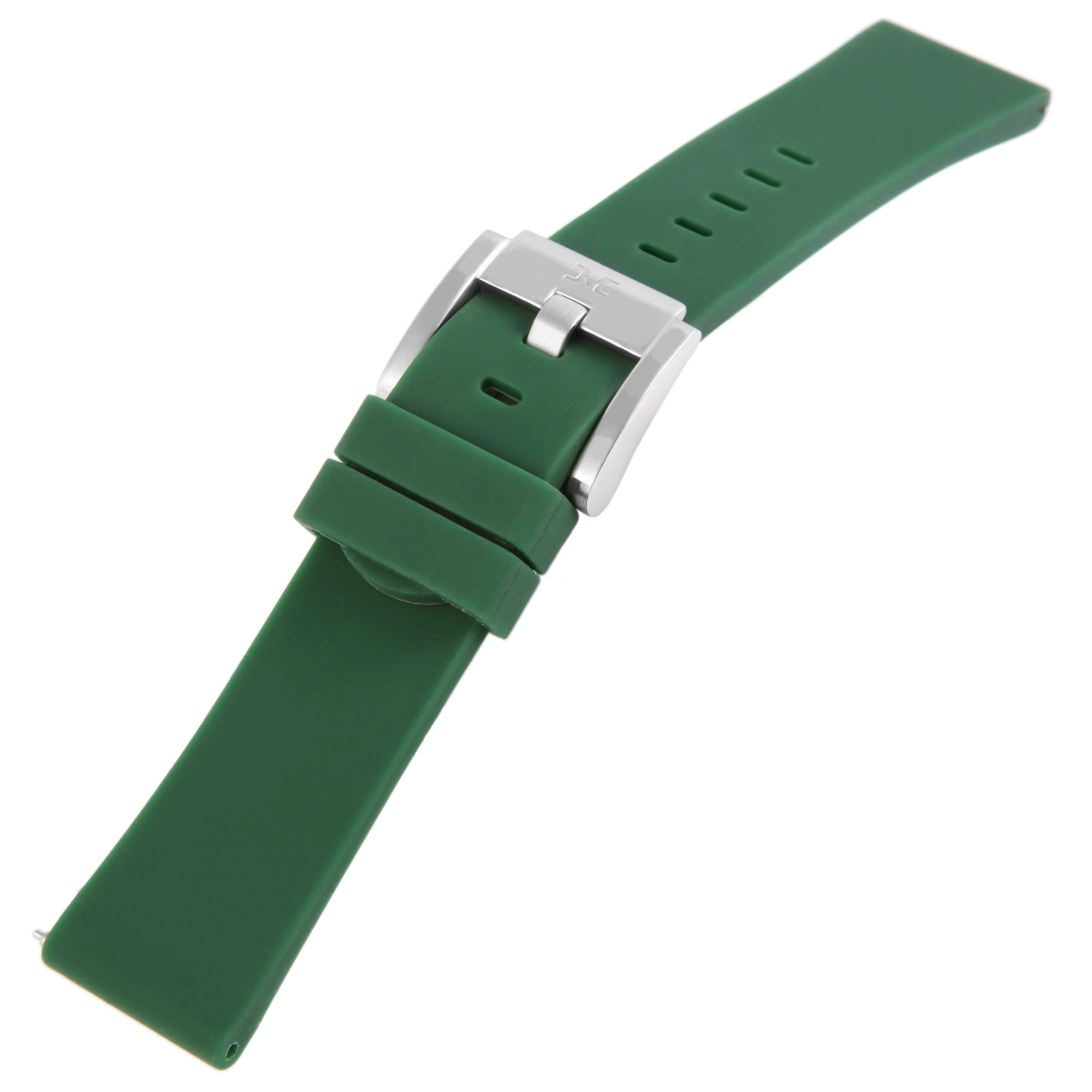 Curea de ceas din silicon TW Steel, verde inchis, catarama argintie, 22 mm