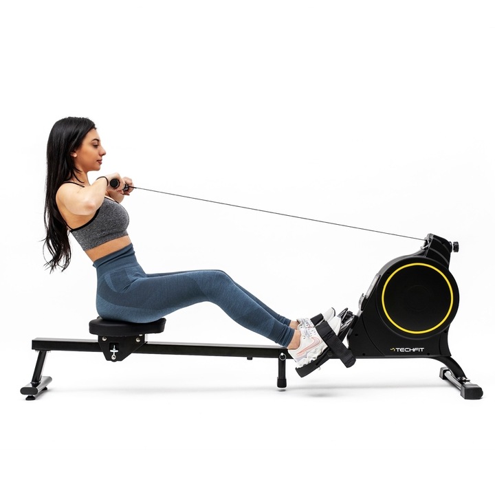Aparat de vaslit TECHFIT® RW600N, Magnetica, Volanta 3.5 kg, Pliabil, Pedale antiderapante cu bareta velcro, Utilizator 100 kg, suport tableta/smartphone, sistem atenuare socuri, uz casnic