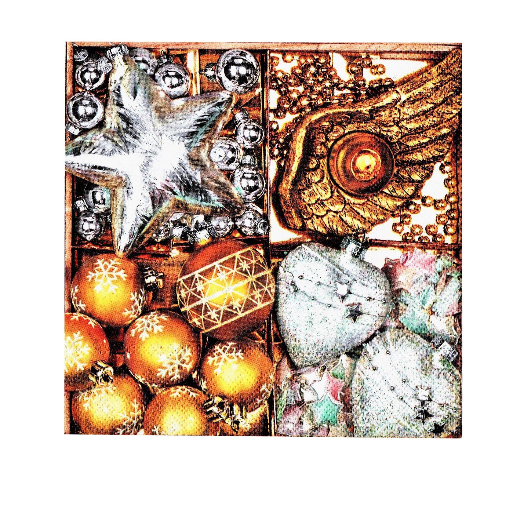 Pachet Servetele de Craciun Masa 20 buc Globuri Aurii Argintii