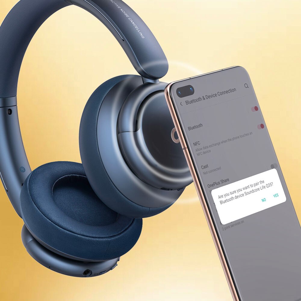 ANKER soundcore LIFE Q35 紺色 Casti Wireless Bluetooth Over-Ear Anker Soundcore Life Q35, Multi