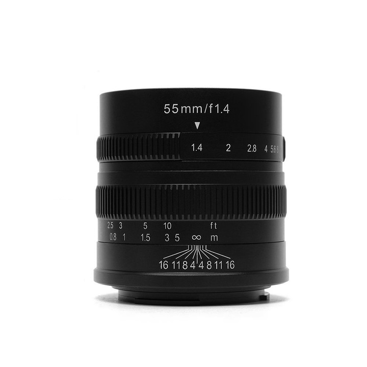 Obiectiv manual 7Artisans 55mm F1.4 negru pentru Leica T-mount