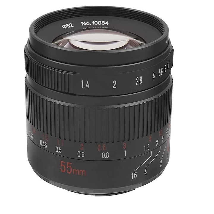 Obiectiv manual 7Artisans 55mm F1.4 Mark II negru pentru FujiFilm FX-mount