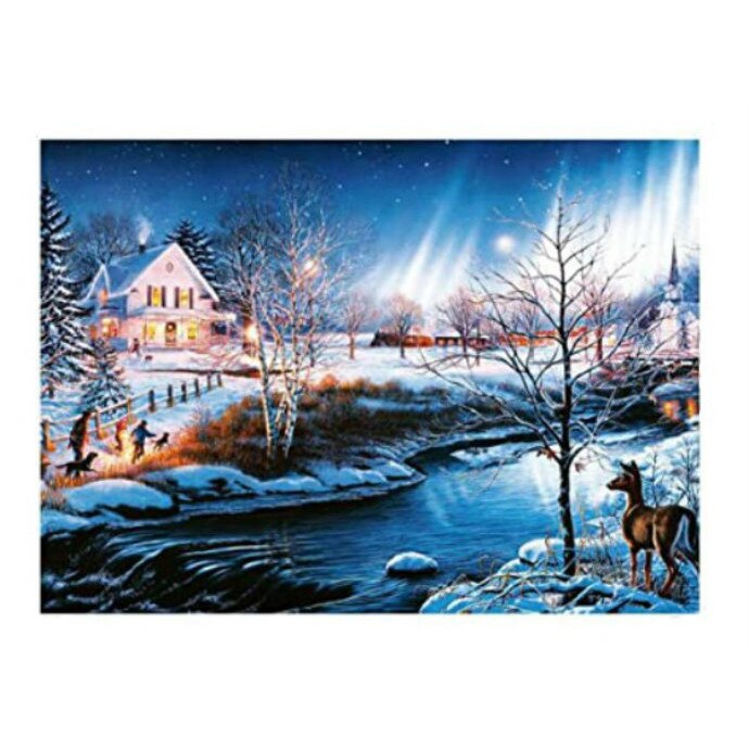 Puzzle Snow Night Aurora 1000 piese