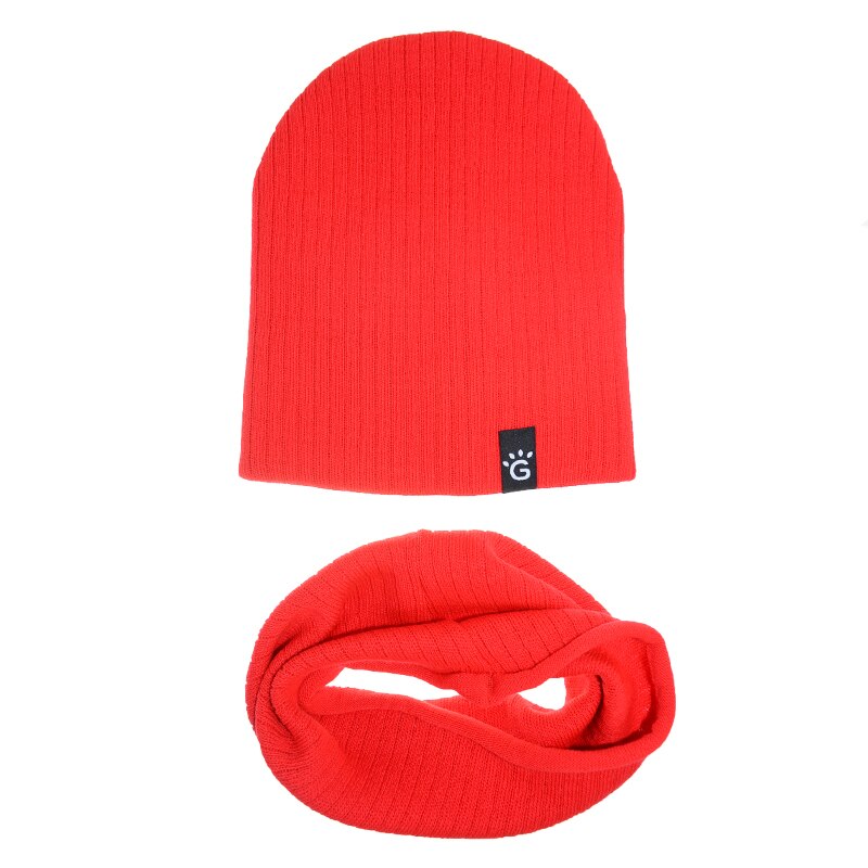 Set 2 piese caciula si fular pentru copii Mini Junior CFG-1, Rosu 54 CM