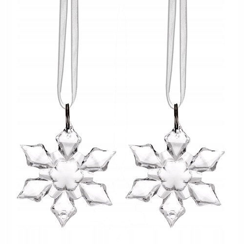 Set decoratiune de brad, Zola®, 2 bucati, Fulg de nea, model cristal, 4.5 cm