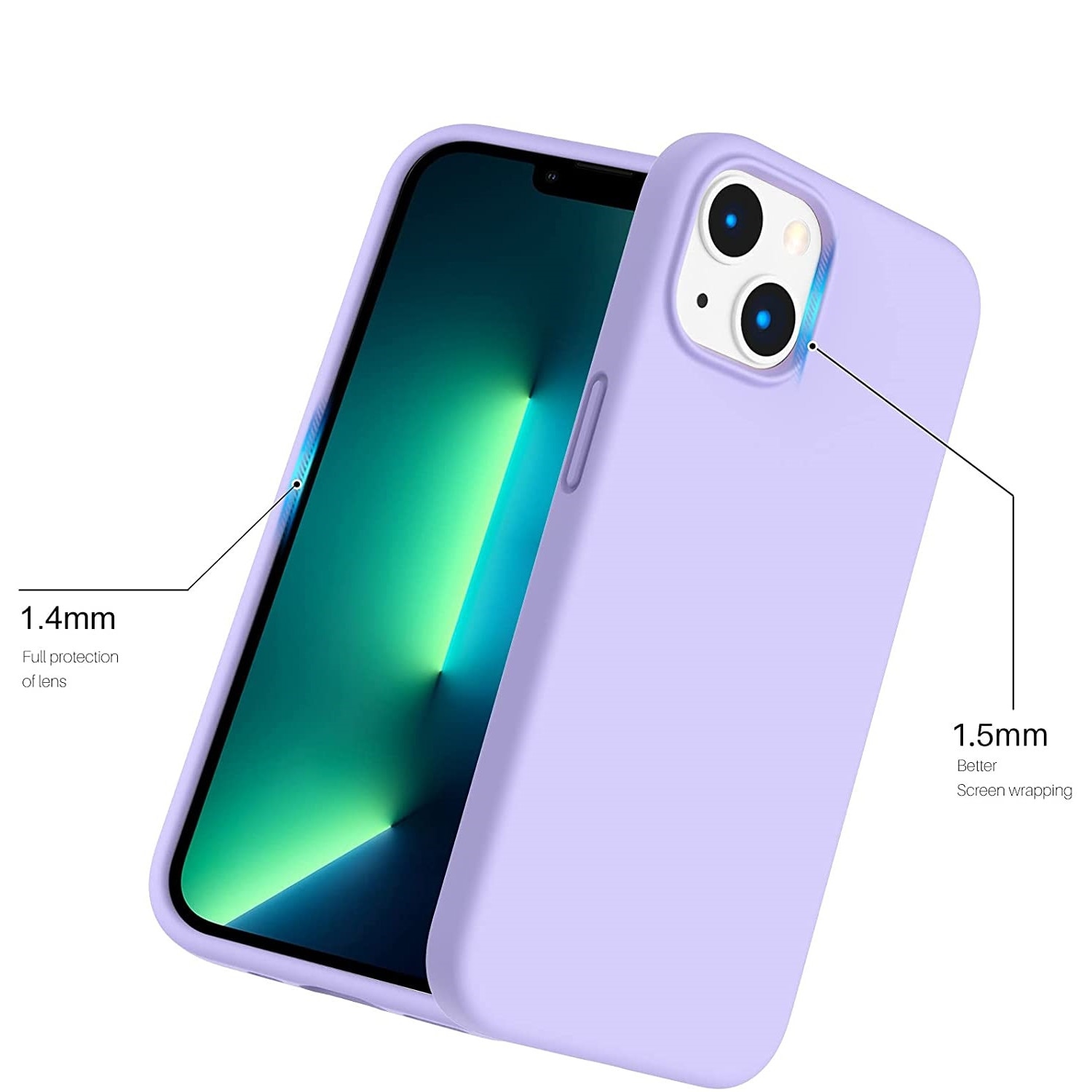 Husa din silicon ultra-slim MATA cu microfibra pe interior, compatibila cu iPhone 14 / Mov