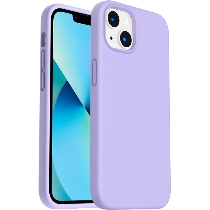 Husa din silicon ultra-slim mata, cu microfibra pe interior pentru iPhone 13 / Mov