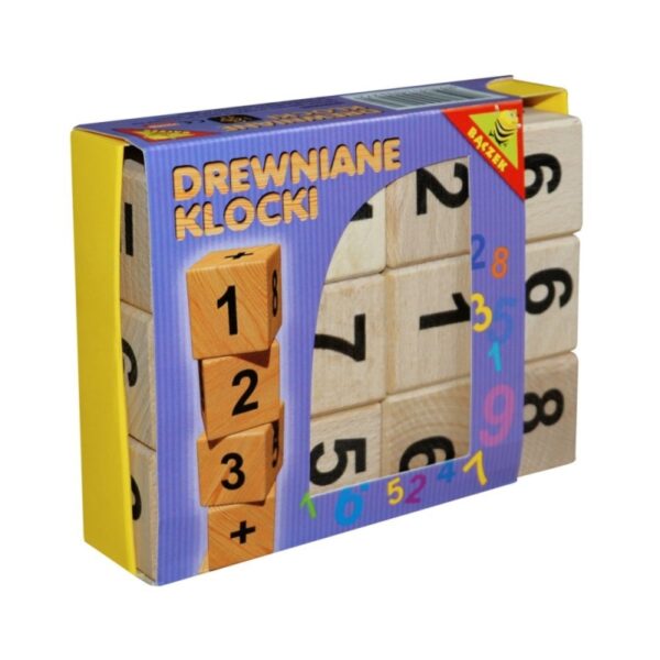 Set cuburi din lemn, numere si semne aritmetice, 12 piese, 7toys